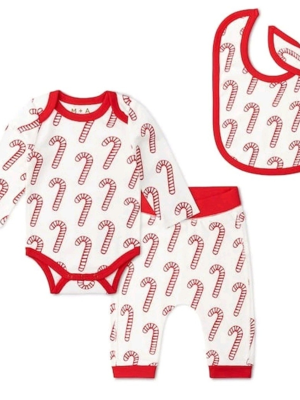 Red & White Candy Cane Baby 3 Piece Set 0-3M